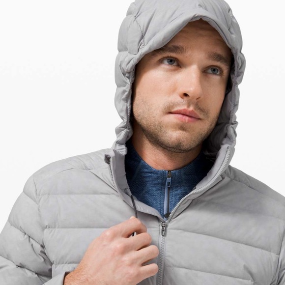 lululemon men’s navigation stretch down goose down hoodie in silver drop - Picture 5 of 14